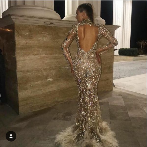 

evening dress yousef aljasm 2018 kim kardashian long sleeve pearls silver crystal kylie jenner zuhair murad ziadnakad 0021, Black;pink