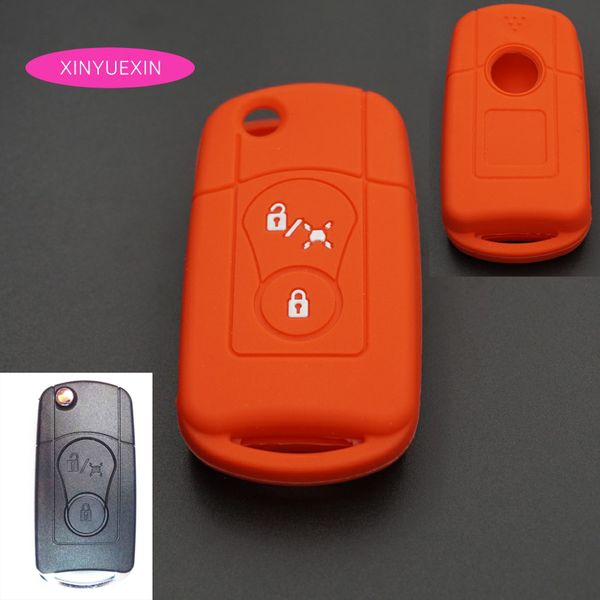 

xinyuexin silicone rubber car key cover for ssangyong actyon kyron rexton flip remote key case for car 2 button car-styling