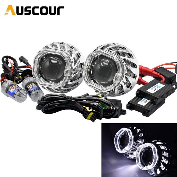 

2.5 inch bixenon projector lens with led angel eyes square dual white white h1 hid xenon kit ballast h1 h7 h4 car model modify