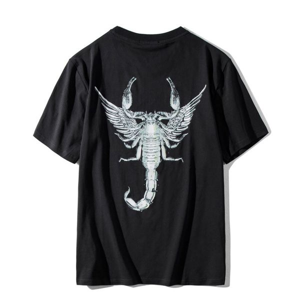 

summer new mens stylist t shirt men women short sleeve mens stylist hip hop scorpion print tees size s-2xl, White;black