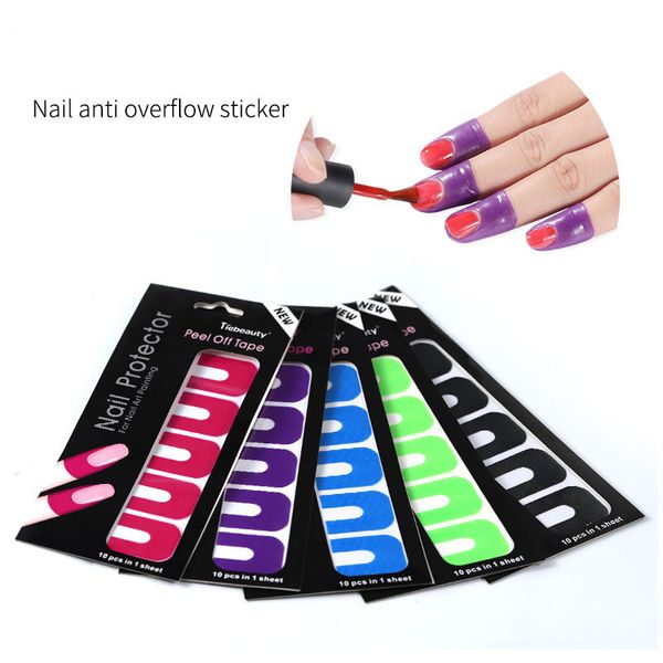 

10pcs/set creative u-shape spill-proof nail polish varnish protector stickers holder tool durable manicure tool finger cover, Black