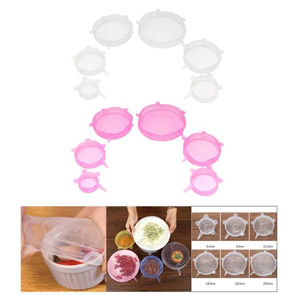 

12 pieces silicone stretch lids covers reusable ser suction pot lids