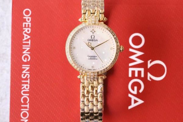 

classic ladies watch designer brand by omega luxury fashion quartz ladies crystal watch, Slivery;brown