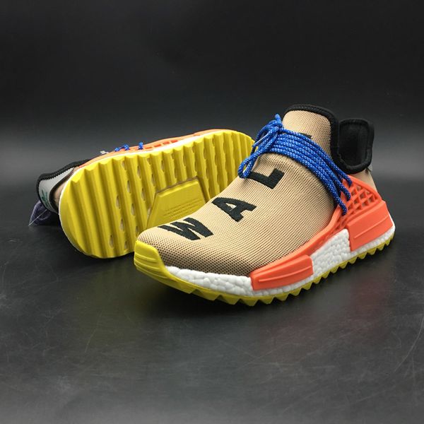 

human race yello brown designer running shoes breathe walk printing fashion designer trainer sport sneaker with box