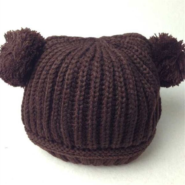 

new designer fashion baby girls boys kids children winter warm dual ball knit cute sweater cap hats knitted hat cai0030, Blue;gray