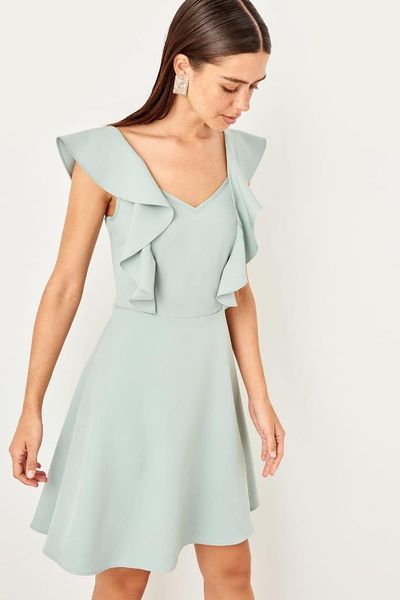 

trendyol mint flounces dress twoss19lj0140, Black;gray