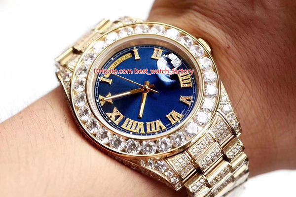 

4 style selling 40mm day-date full diamond bezel bracelet 18k rose gold cal.2813 2836 movement automatic mens watches, Slivery;brown