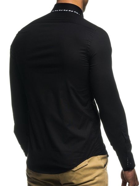 

fashion-plaid panelled mens casual shirts fashion slim single breasted mens shirts casual long sleeve males clothing, White;black