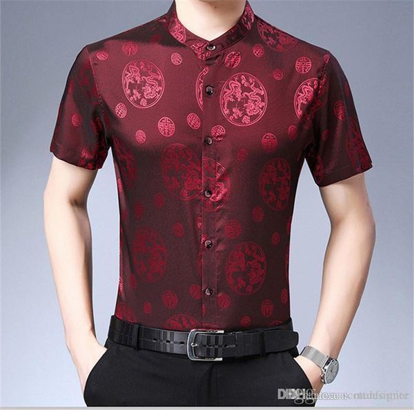 

китайский стиль лето мужские дизайнерские футболки с коротким рукавом отложным воротником мода свободного покроя бизнес свободный мужской од, White;black