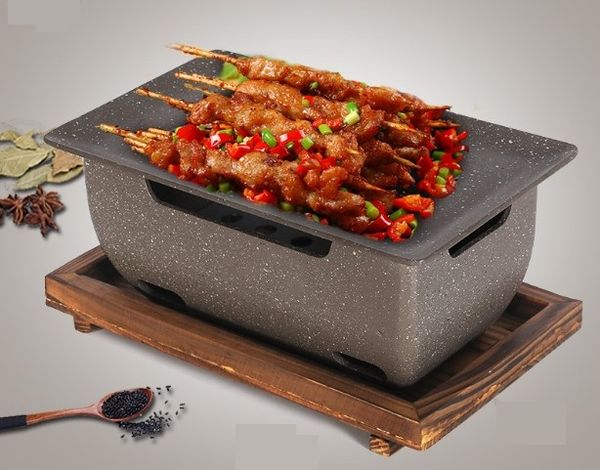 

medical stone non-stick pan charcoal barbecue grill household l lamb chop stove 076