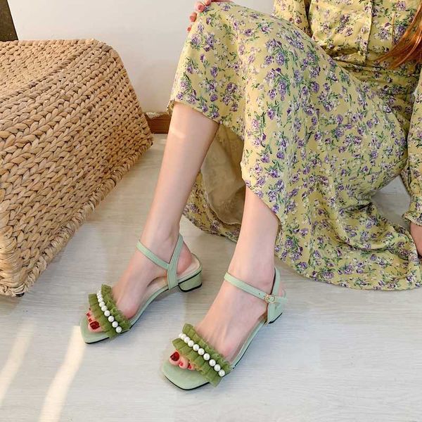 

sandals with laces fashion womens shoes 2020 block heels buckle strap suit female beige gladiator sandals women denim luxury, Black