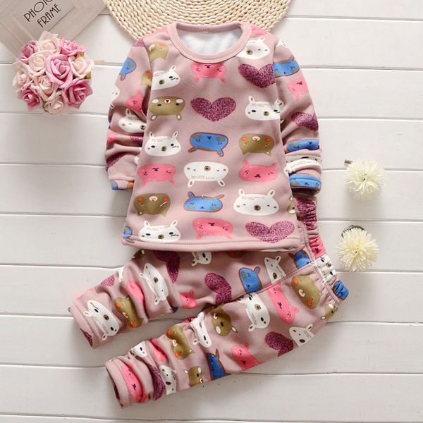 

девочки мальчики осень зима плюшевые термобелье наборы рождественский наряд детская одежда костюм для 1-5 лет детские теплая одежда, White