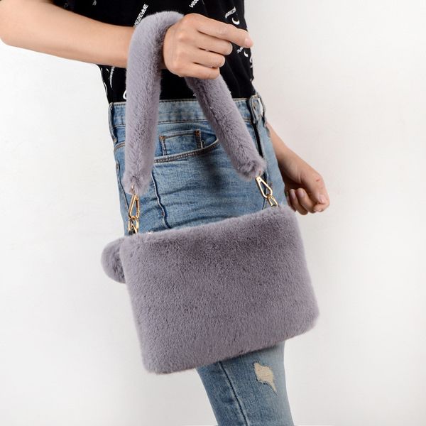 

winter new fashion shoulder bag female imitation fur female bag chain large plush winter handbag messenger soft warm