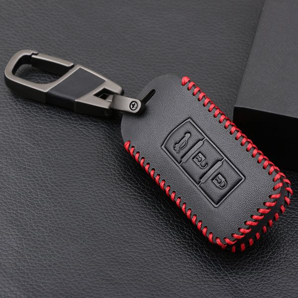 

car keychain leather key cover cases for mitsubishi outlander lancer 10 pajero sport asx rvr l200 3 buttons smart key