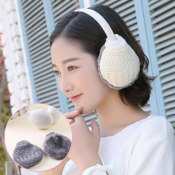 

calymel 2020 new women warmer earmuff fur headphones plush ear muffs winter black men knitted headphones cute fur earmuffs, Blue;gray