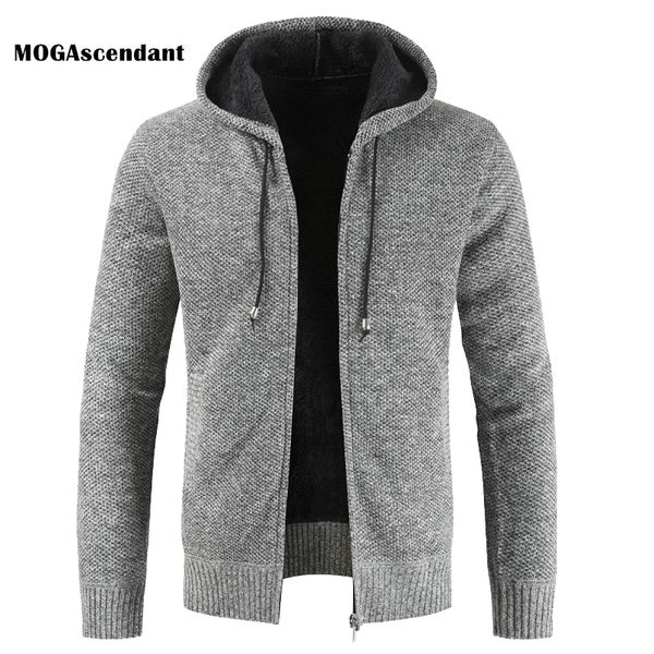 

men's outwear winter jackets cardigan casual patchwork hooded zipper sweatercoats male fashion thick wool liner jacket, White;black