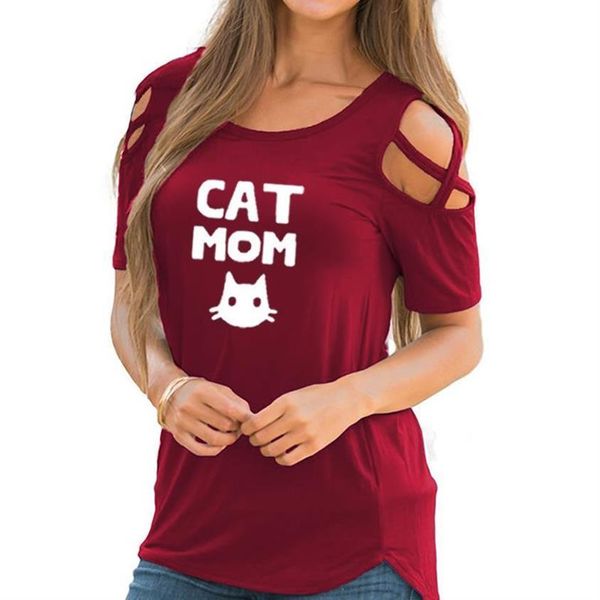 

new arrival cat mom letters printbandage off shouldert-shirt for women harajuku t-shirt women streetwear femme summer off, White
