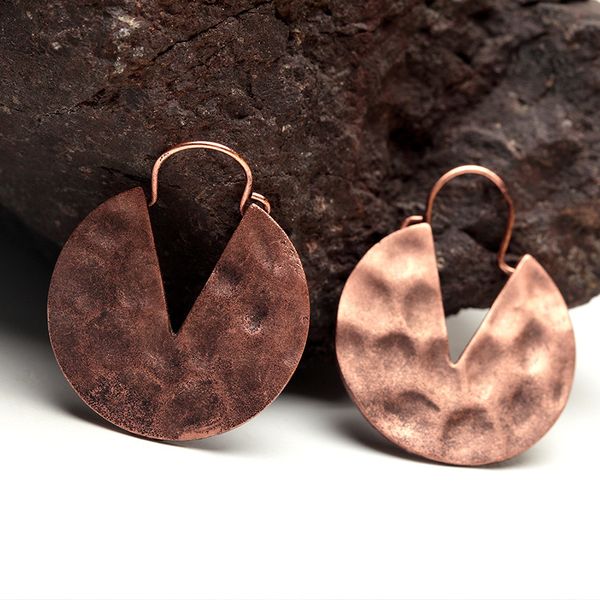 

sloong new women retro bronze carved hoop earrings round rustic disc hoop earring jewelry vintage bohemian style, Golden;silver
