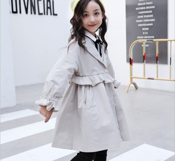 

new fashion spring autumn girls jacket children's clothing girl coat kids jacket girl coats trench wind dust outerwear hw2432, Blue;gray