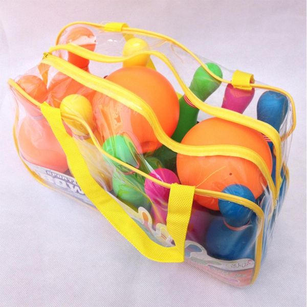 

children plastic bowling set emulational sport toy with small-size handbag package - colorful