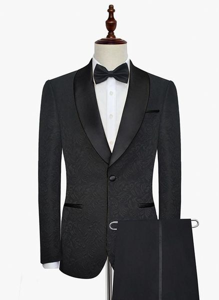 

сшитого black men wedding tuxedos тиснение groom tuxedos отлично мужчины blazer 2 шт костюм выпускной вечер / смокинг (куртка + брюки, Black;gray