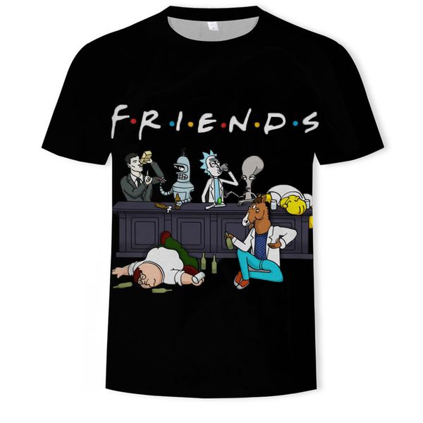 

mens designer fashion cartoon digital printing 3d short sleeve t-shirtd7c3, White;black