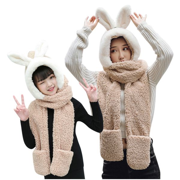 

winter plush parent-child fur caps autumn plush lovely cartoon hats earmuffs scarf warm plush hat parent-child clothing 19nov07, Blue;gray