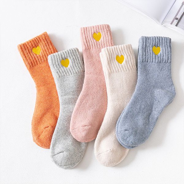 

autumn winter plush ring socks cartoon solid embroidery socks warm thickening section tube cotton hot, Black;white