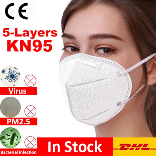 

in stock]kn95 masks 5-layers anti-virus masks ear loop mouth masks 5-ply non-woven anit-dust mask dhl ing