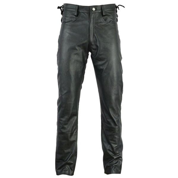 

мужские брюки кожезаменитель slim fit мотоцикла punk gothic zipper кнопка урожай ночной клуб повседневные брюки плюс размер, Black