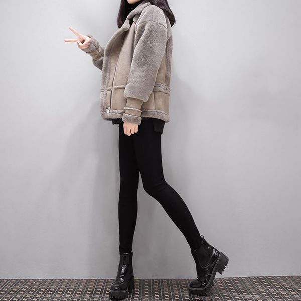 

winter women fur leather jackets outwear imported womens clothes russian style thick warm short fur coats long sleeve c1185, Black