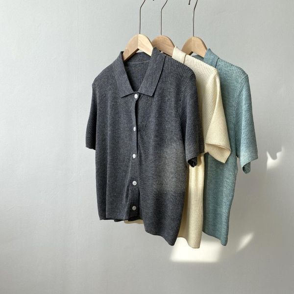 

hxjjp 2020 new women summer knit tshirt short sleeve for women single breasted thin short t-shirts, White