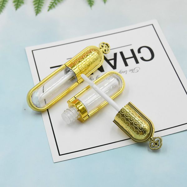 

4ml diy empty lip gloss tubes gold crown design lipstick bottle container beauty tool sample refillable lipgloss bottle