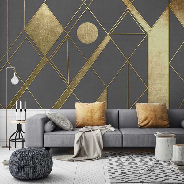 

drop shipping custom 3d p wallpaper modern abstract geometric gold tv background wall paper bedroom wall mural paintings
