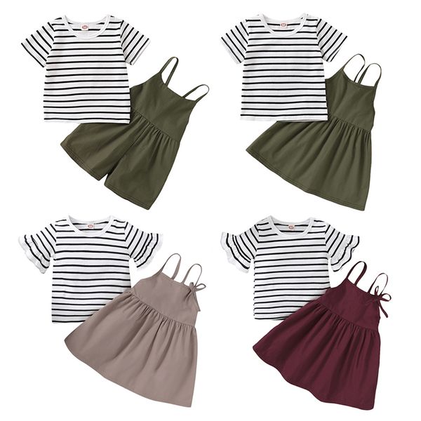 

summer baby girls boys casual dress infant kids short sleeve t-shirt +shorts 2 pcs outfits sets, White