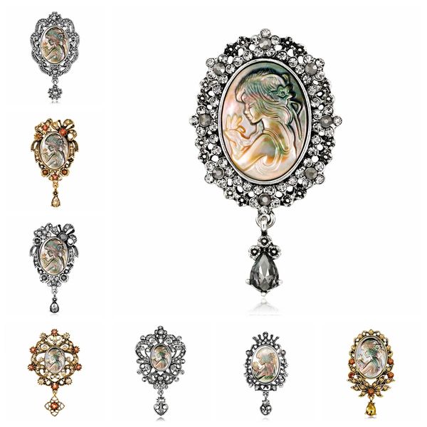 

new fashion vintage queen avatar brooches for women enamel rhinestones brooch pins dropshipping, Gray