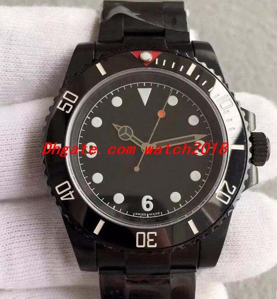 Novo estilo preto dlc revestido de aço inoxidável pulseira 40mm relógio 116610ln calendário automático moda relógios relógios de pulso
