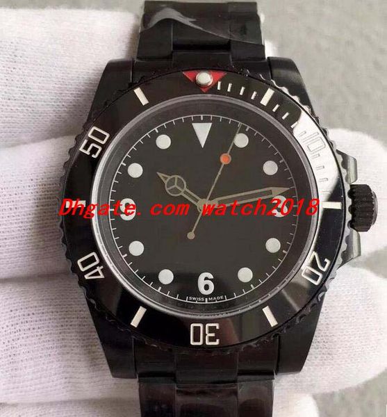 

new style black dlc coated stainless steel bracelet 40mm watch 116610ln calendar automatic fashion men's watches wristwatch, Slivery;brown