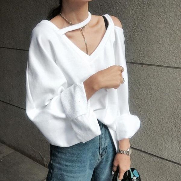 

womens hoodie women clothing off shoulder womens sweatshirt loose v neck batwing long sleeve striped pullover style clothing autumn, Black