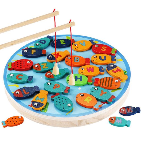 

fishing wooden game set children baby educational novelty toys cognition magnetic toys set kids gifts baby play