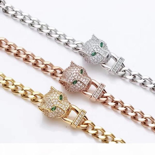 

wholesale or drill a leopard head thick bracelet with ms han edition 18 k rose gold with diamonds baotou thick bracelet, Black