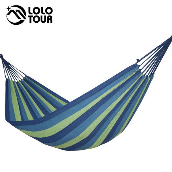 

thickening canvas hammock outdoors leisure time camping with bind rope furniture blue green blue