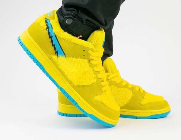 

est grateful dead x sb dunk low yellow bear running shoes yellow blue fury upper suede skateboarding shoes sports sneakers