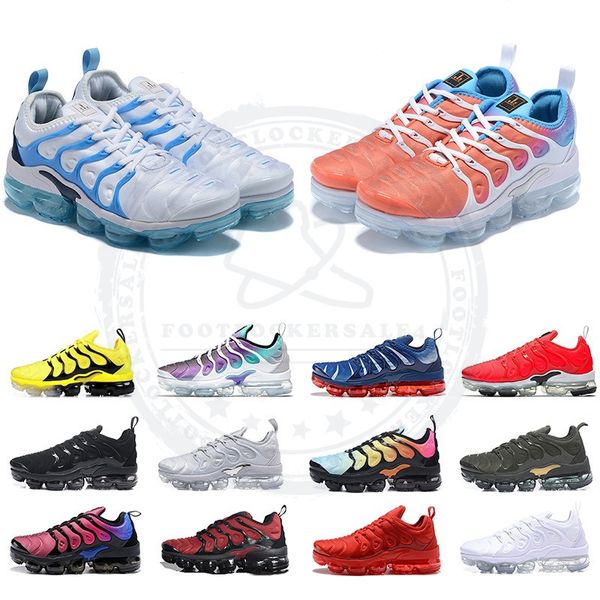 

2019 Plus Tn Blue White Lava Glow Blue Lagoon Rainbow Running Shoes Be True Yellow Red Mens Trainers Women Sports Sneakers Size 5.5-12