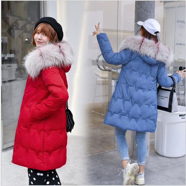 

2019 winter jas women long winter coats women katoon wet -coated warm hooded woman parka abrigo mujer invierno 276, Black
