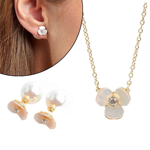 

european and american fashion shell pearl flowers short shell necklace set, Silver