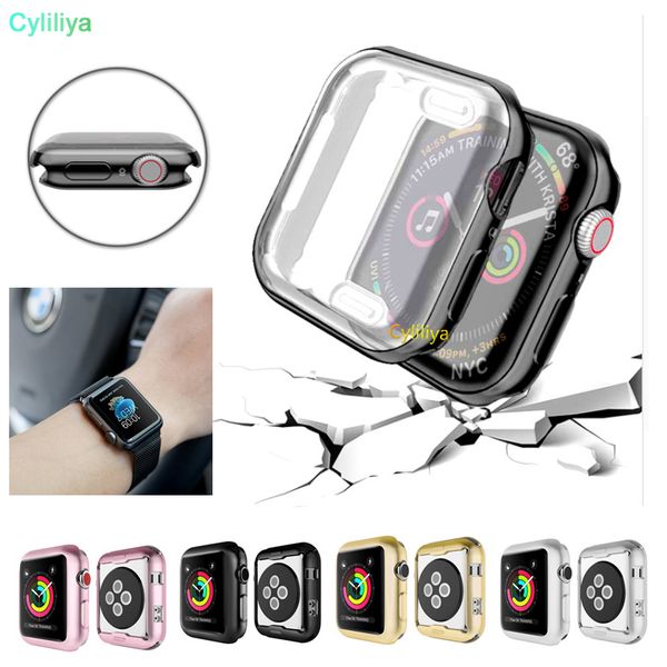 

For apple watch erie 4 ca e 44mm 40mm oft tpu electroplated colorful plating watch cover 360Â° full protection for iwatch 4 ca e