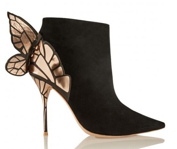 

sophie webster ladies leather sheep back boots, golden wings with martin boots, size: 34-42, black