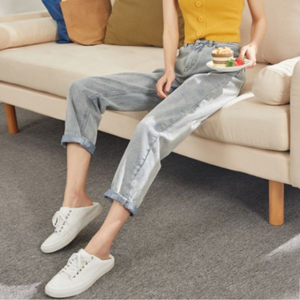 

light blue torre pants jeans since waist straight canister loose white