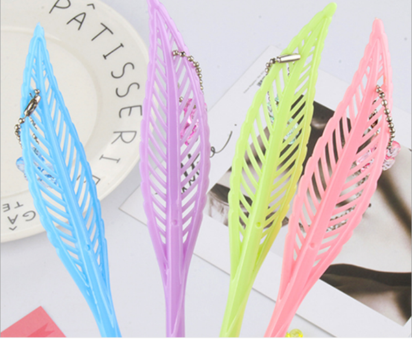 

gel pen wholesale 100pcs/lot hollow leaf feather pendant neutral pen creative black 0.5mm stationery writing supplies gp760